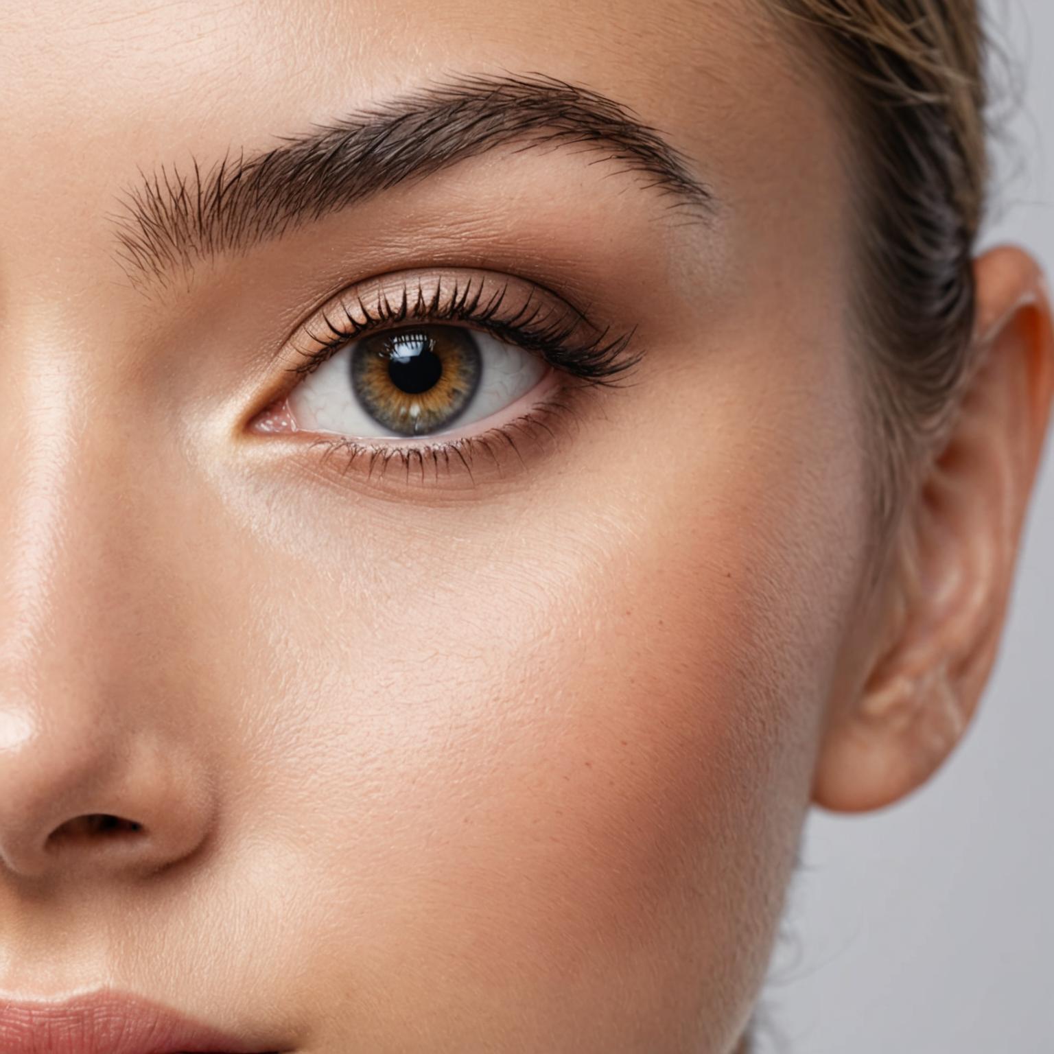 Brow lamination showing sleek brushed-up brows