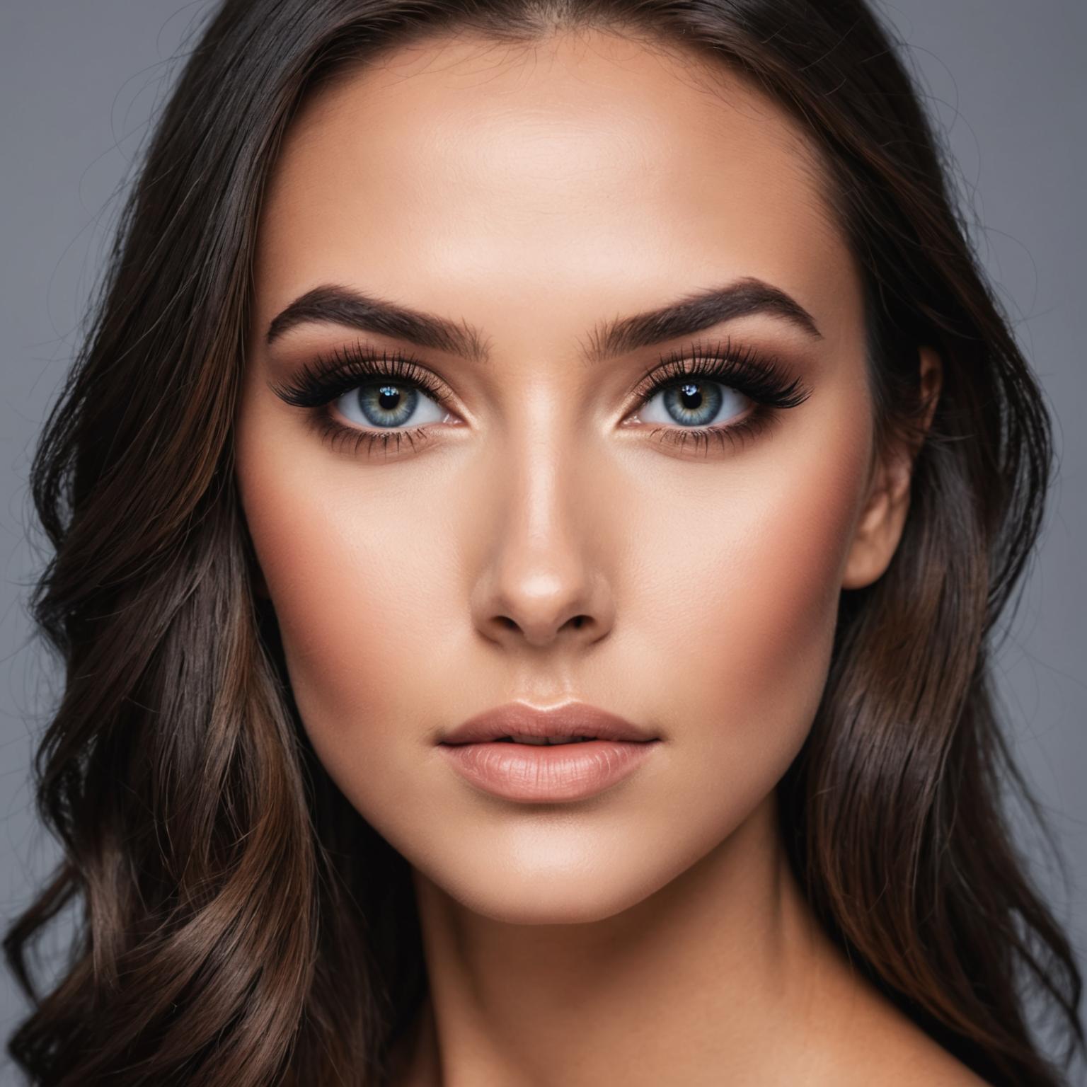 Portrait of a client wearing hybrid eyelash extensions with a soft, textured finish